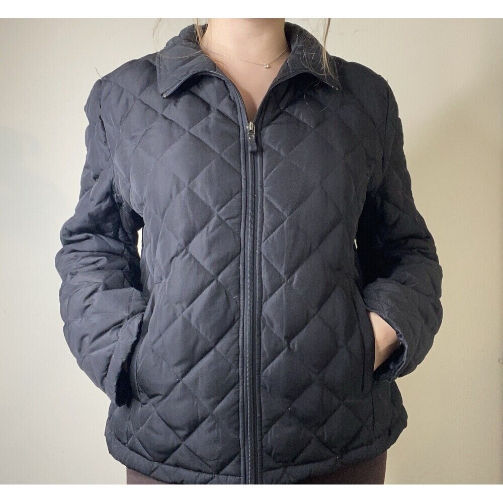 Kenneth Cole Reaction Black Quilted Down Puffer Jacket Y2k Size Large